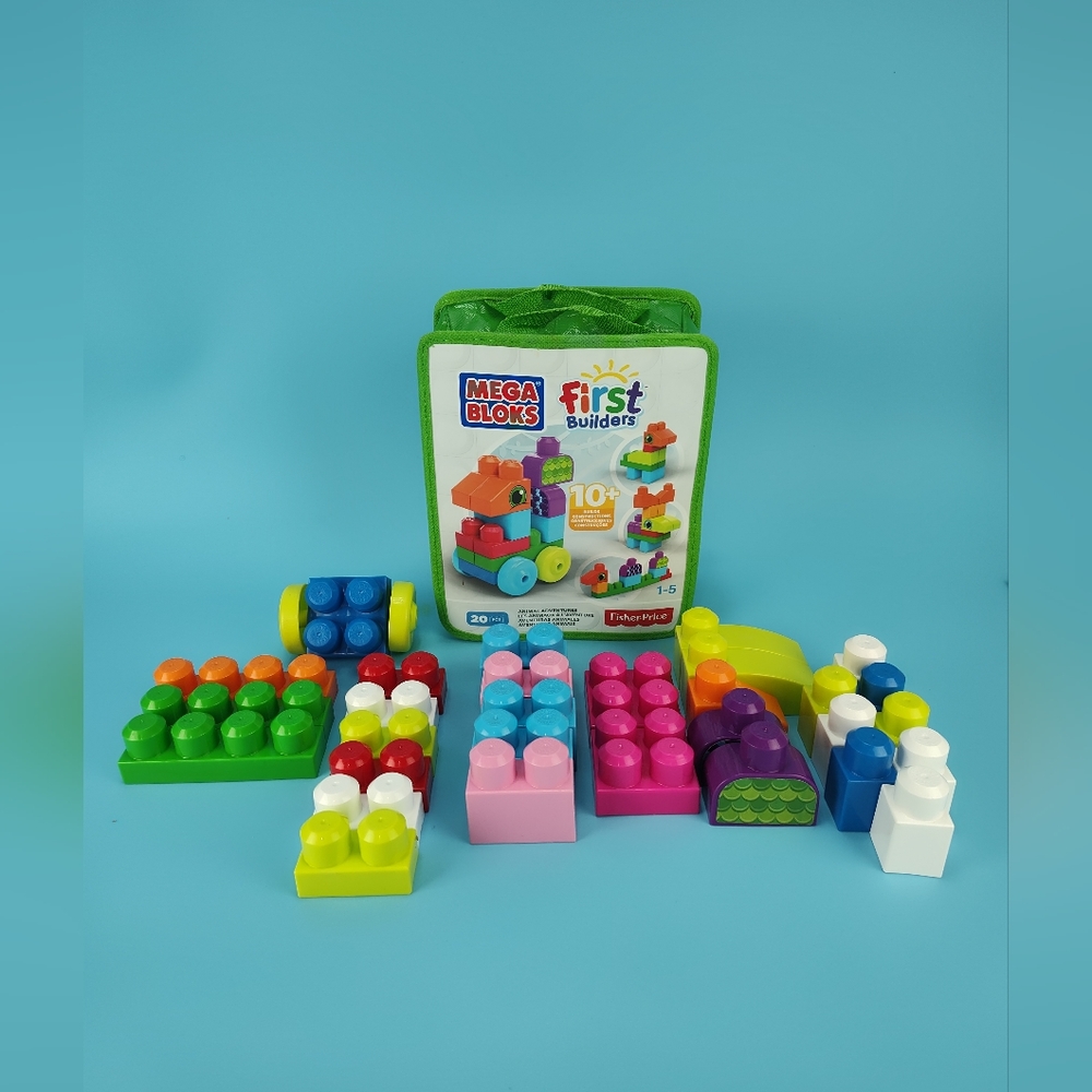Mega Bloks First Builders 29 pc Building Blocks Set with Zip Bag VG